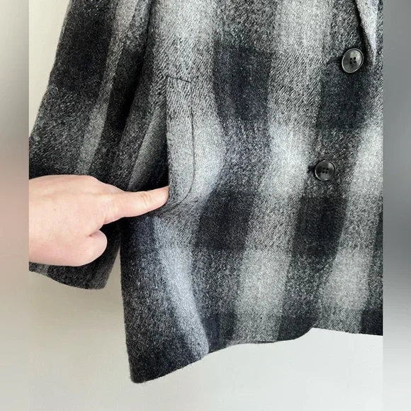Madewell The Oversized Dorset Blazer Buffalo Check Boiled Wool, Grey/Black, XS - Picture 7 of 13